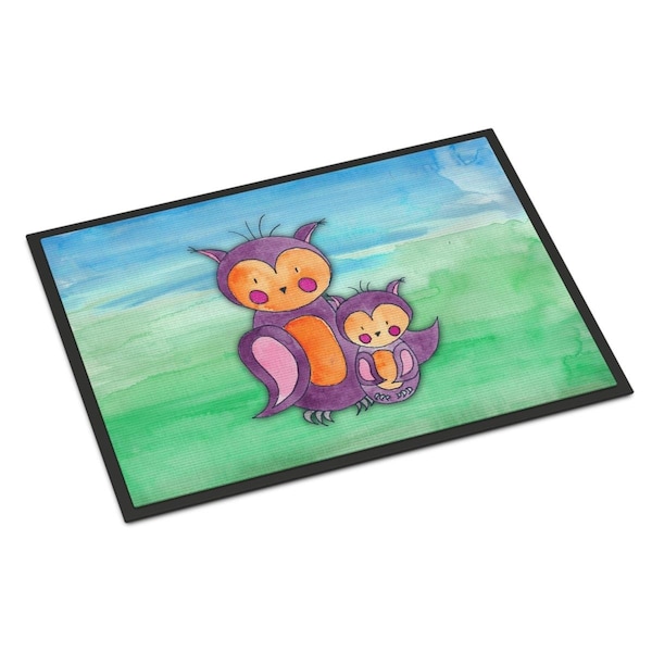 Carolines Treasures 24 x 36 in. Momma & Baby Owl Watercolor Indoor or Outdoor Mat BB7430JMAT - main